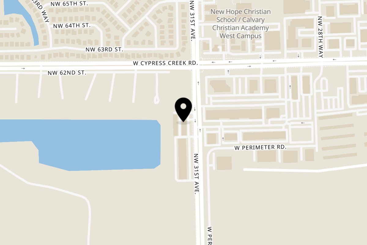 Map showing the location of JJ Cafe on 6051 NW 31st Ave in Fort Lauderdale